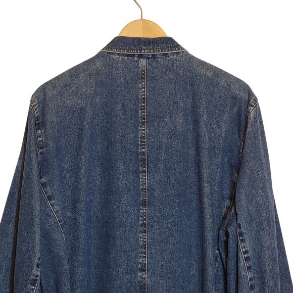 Ralph Lauren Jeans Co Denim Blazer Blue Single Breasted Mid-Length Classic 2X - Picture 7 of 14
